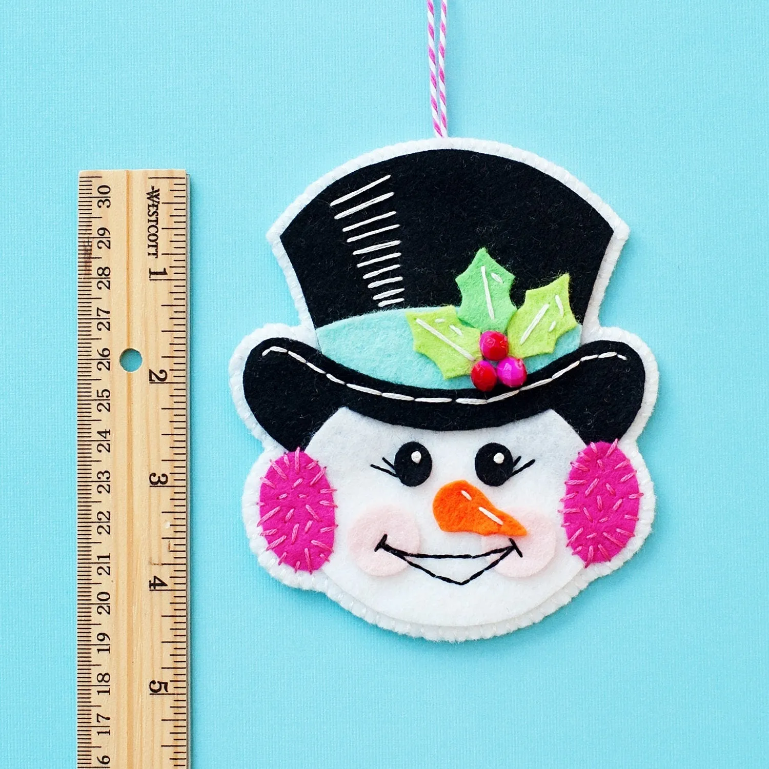 Jolly Snowman Wool Felt Ornament PDF Pattern