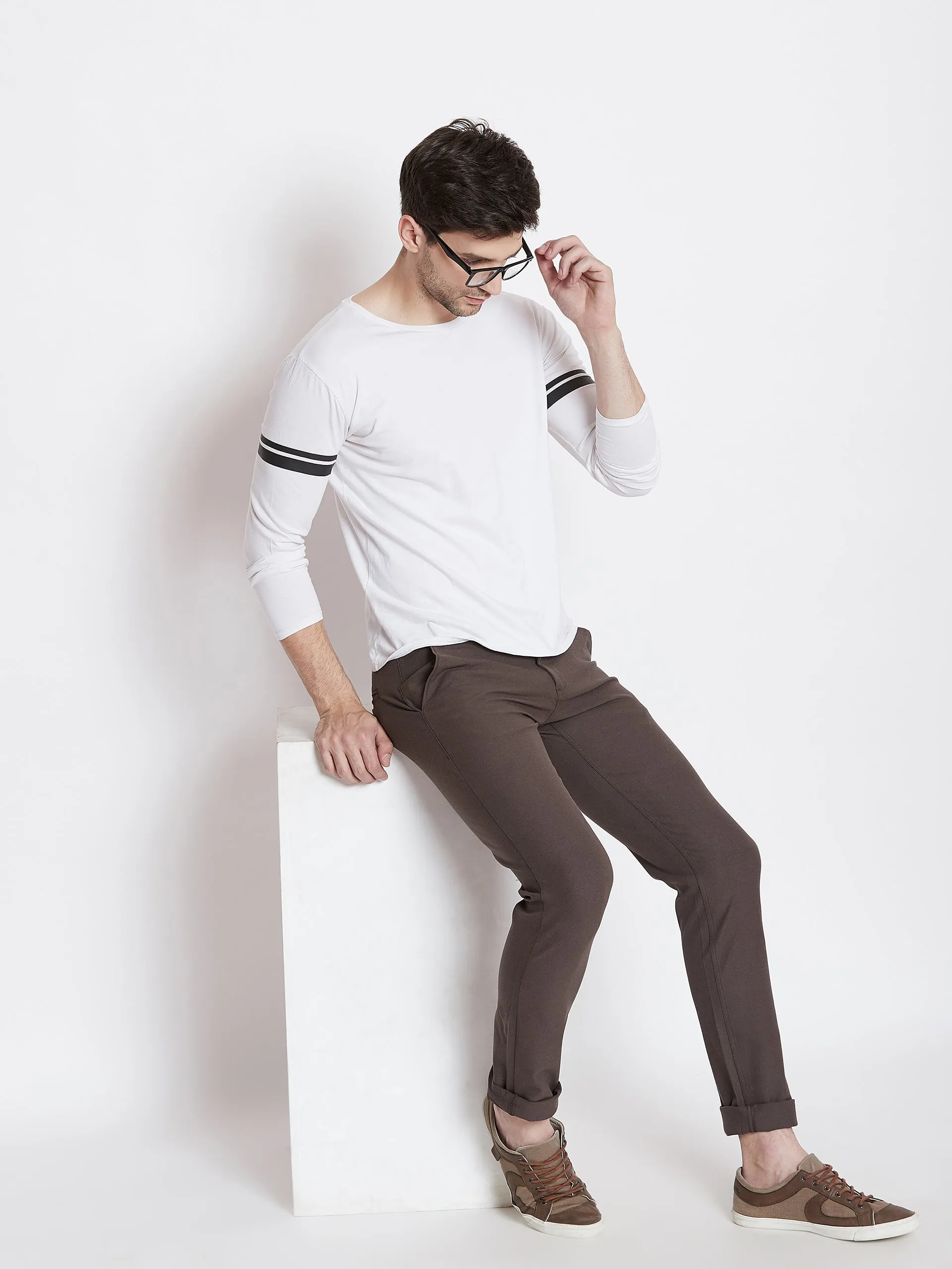 JUMP USA Men Brown Casual Slim Fit Solid Chinos