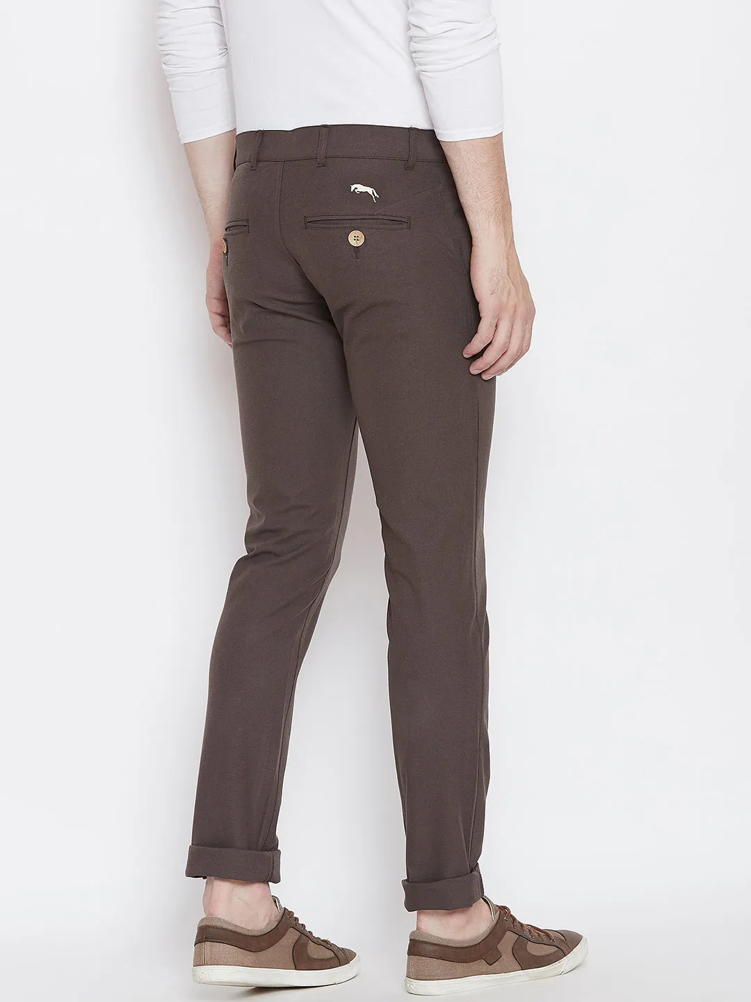 JUMP USA Men Brown Casual Slim Fit Solid Chinos