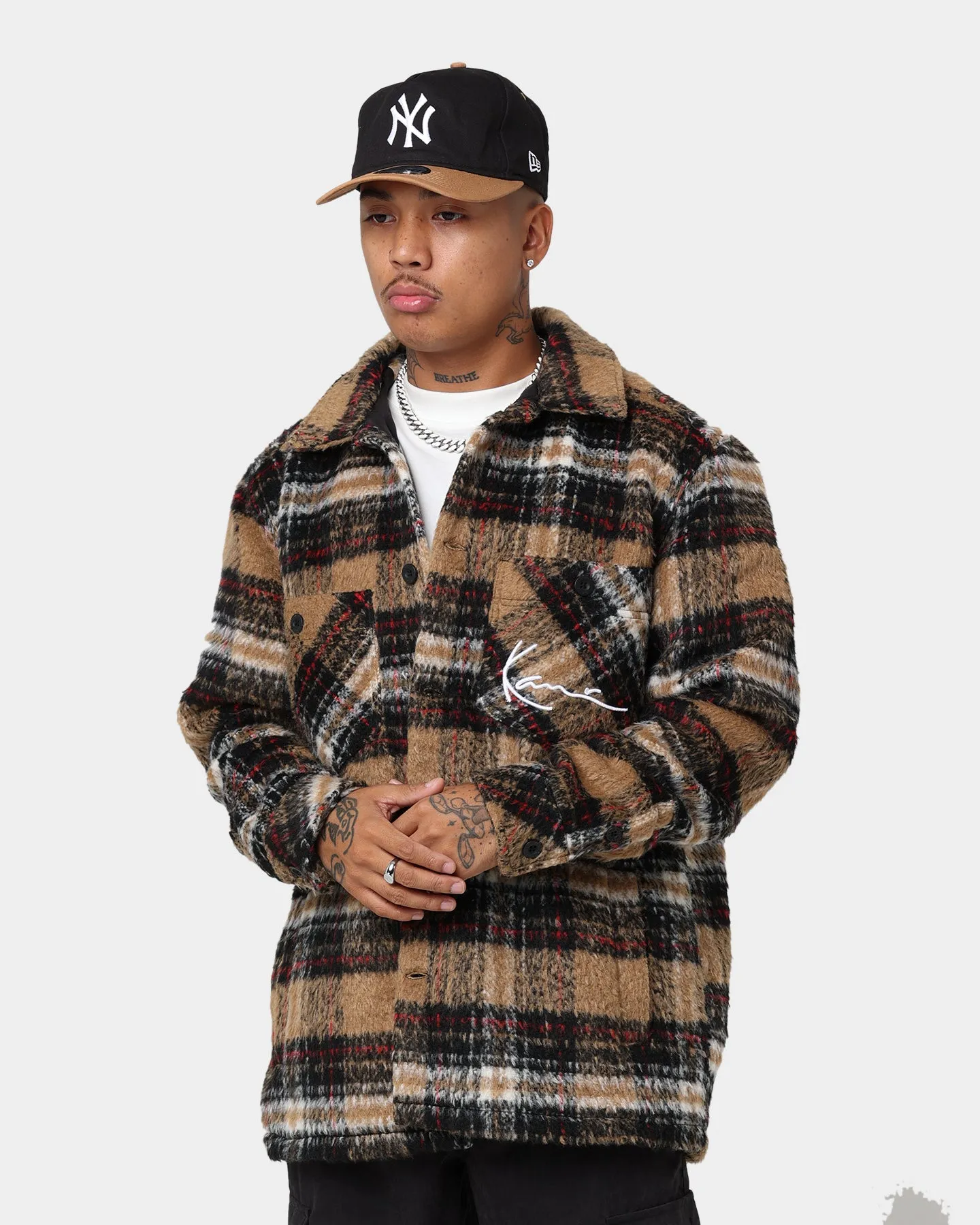 Karl Kani Chest Signature Wool Blend Jacket Sand