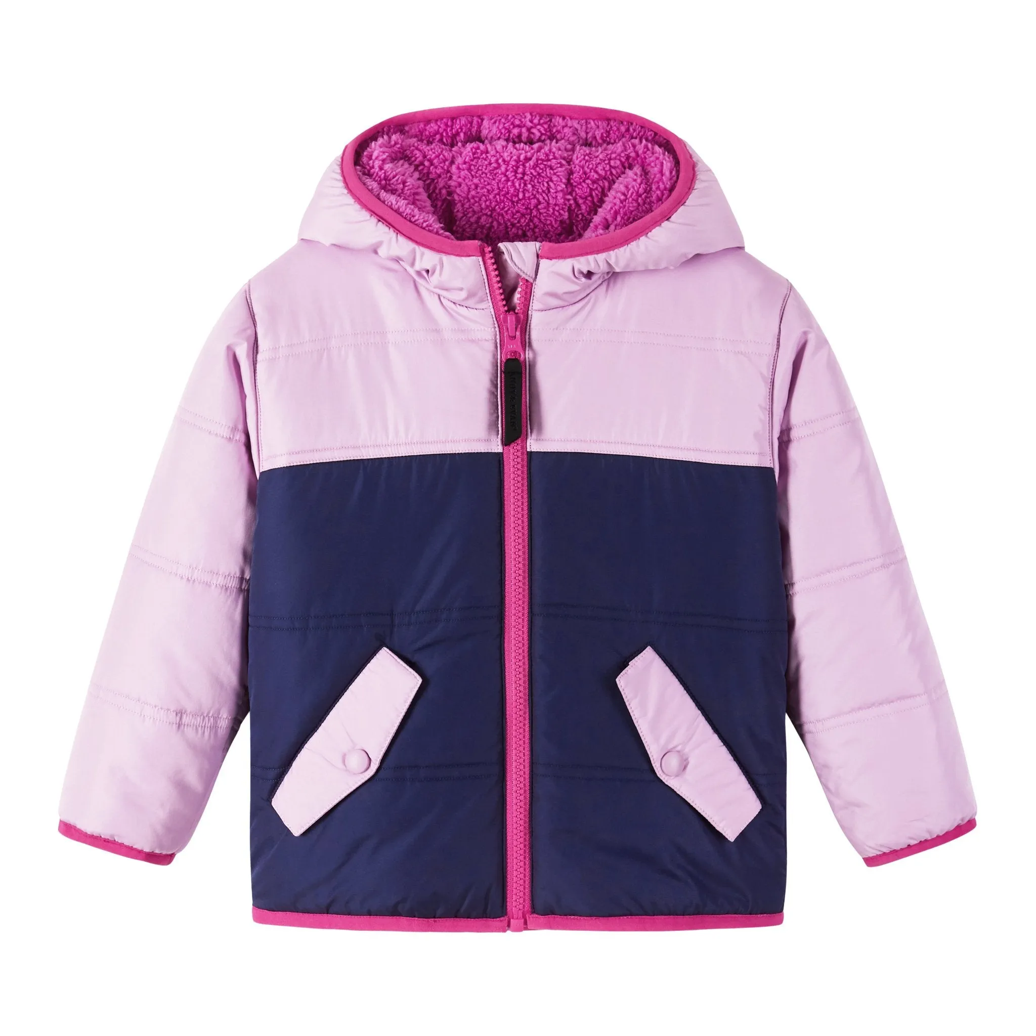 Kids Girls Colorblock Sherpa Jacket | Pink & Purple