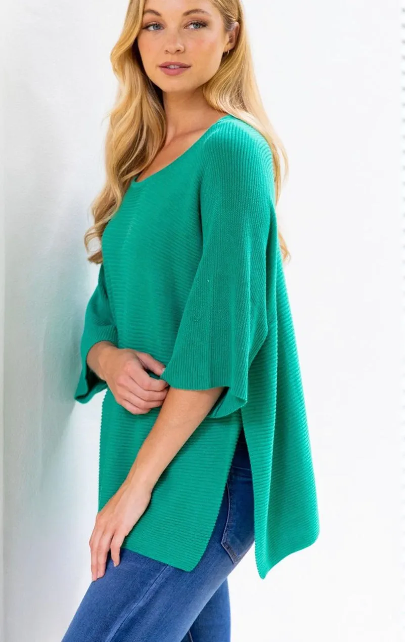 Kimino Jade Light Weight Ribbed Knit