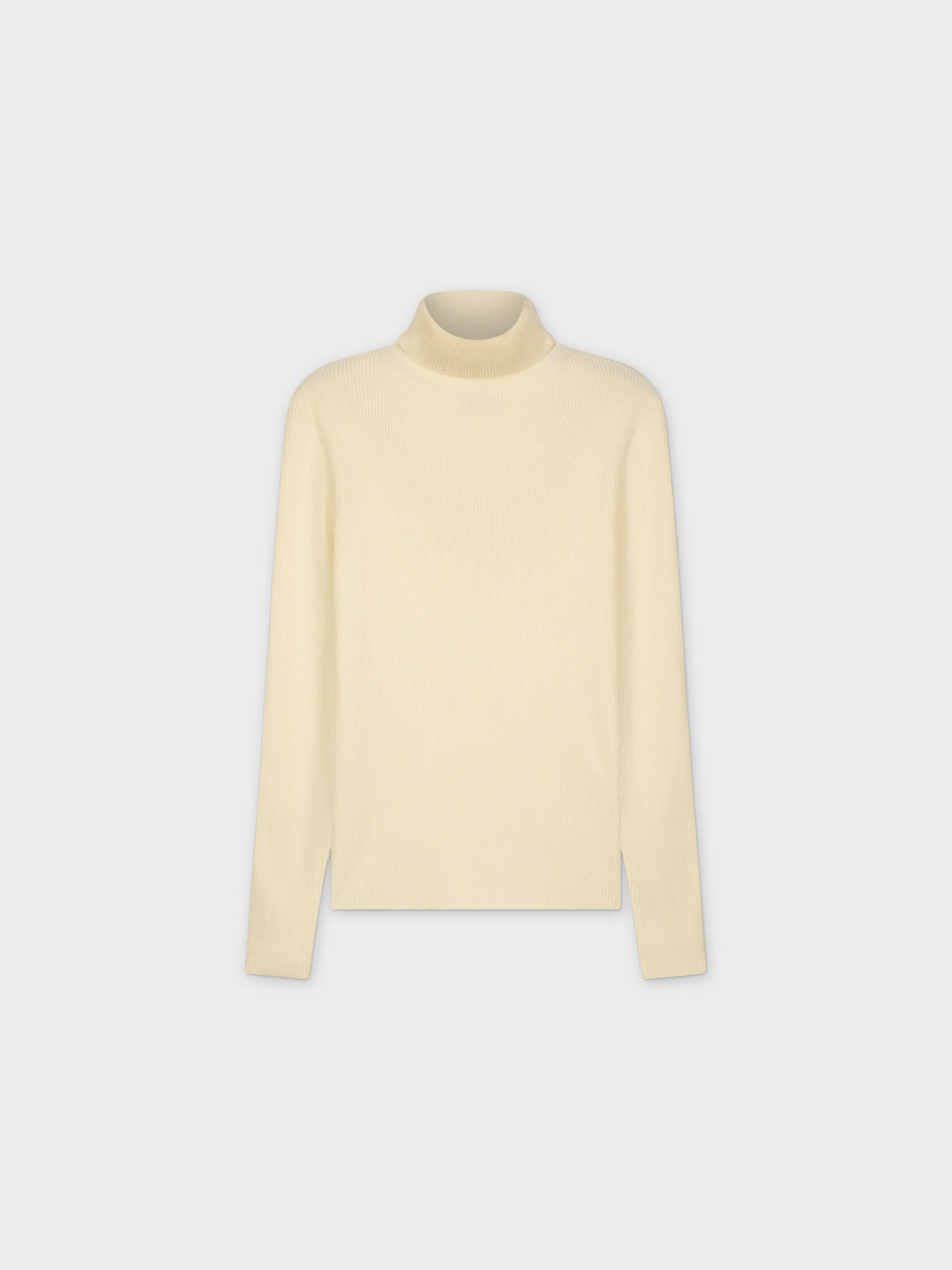 Knit Ribbed Turtleneck-Cream