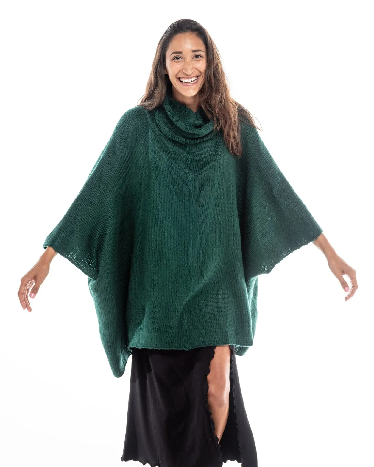 Knitted Poncho Kaftan Neck