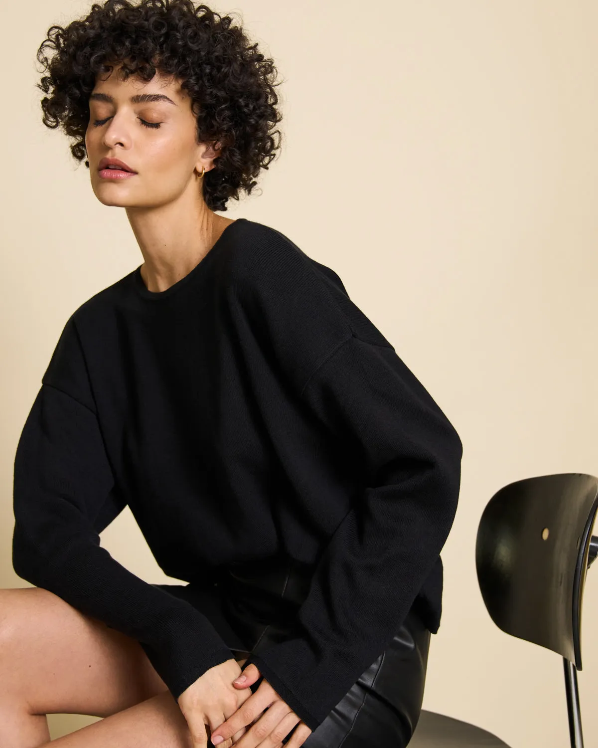 LIGHT KNIT JUMPER WILLIAMSBURG BLACK GOTS