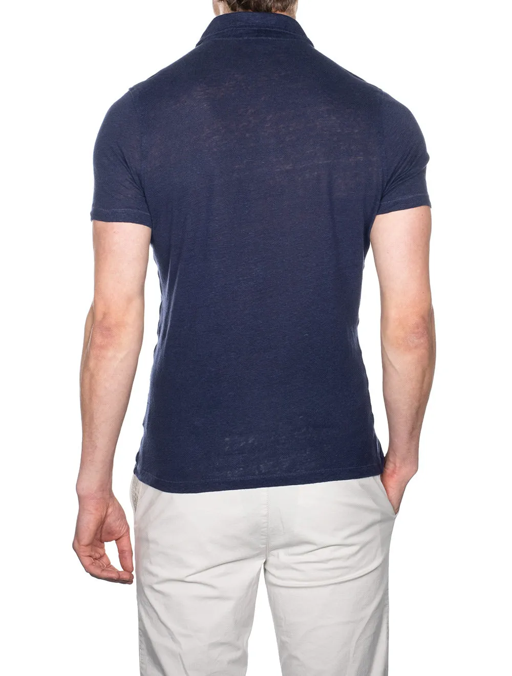 Linen Polo Shirt Navy