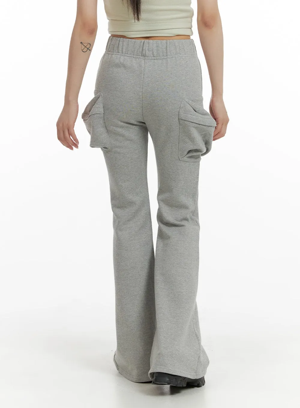 Low Rise Pocketed Bootcut Sweatpants CF429