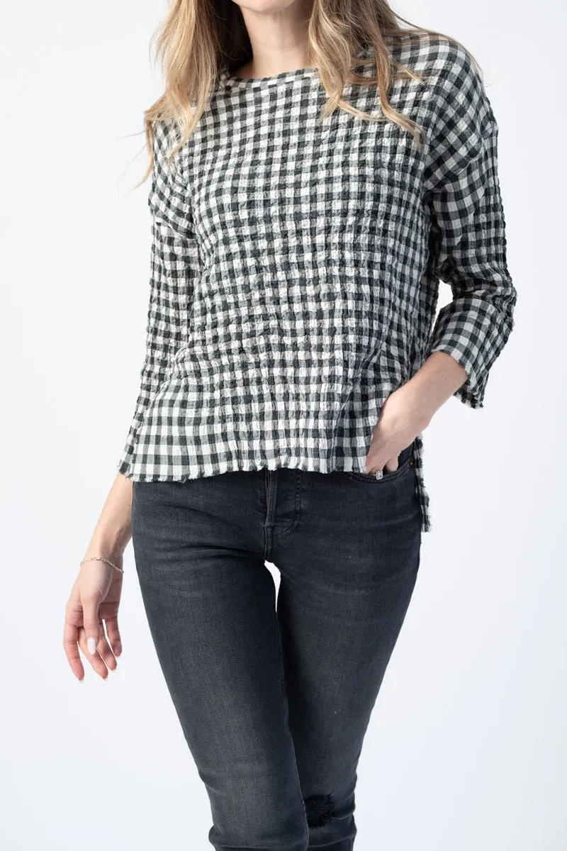 Maria Long Sleeve Tunic in Ivory Plaid