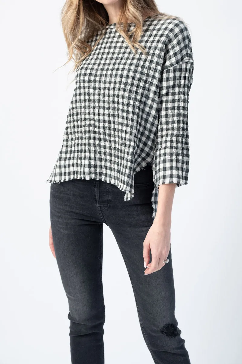 Maria Long Sleeve Tunic in Ivory Plaid