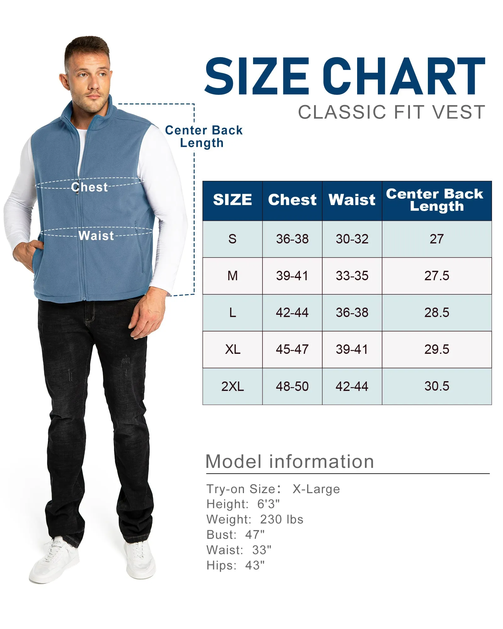 Men's 0.90 lbs Fleece Vest Outerwear with 4 Deep Pockets