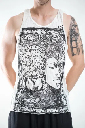 Mens Buddha Sanskrit Tank Top in White