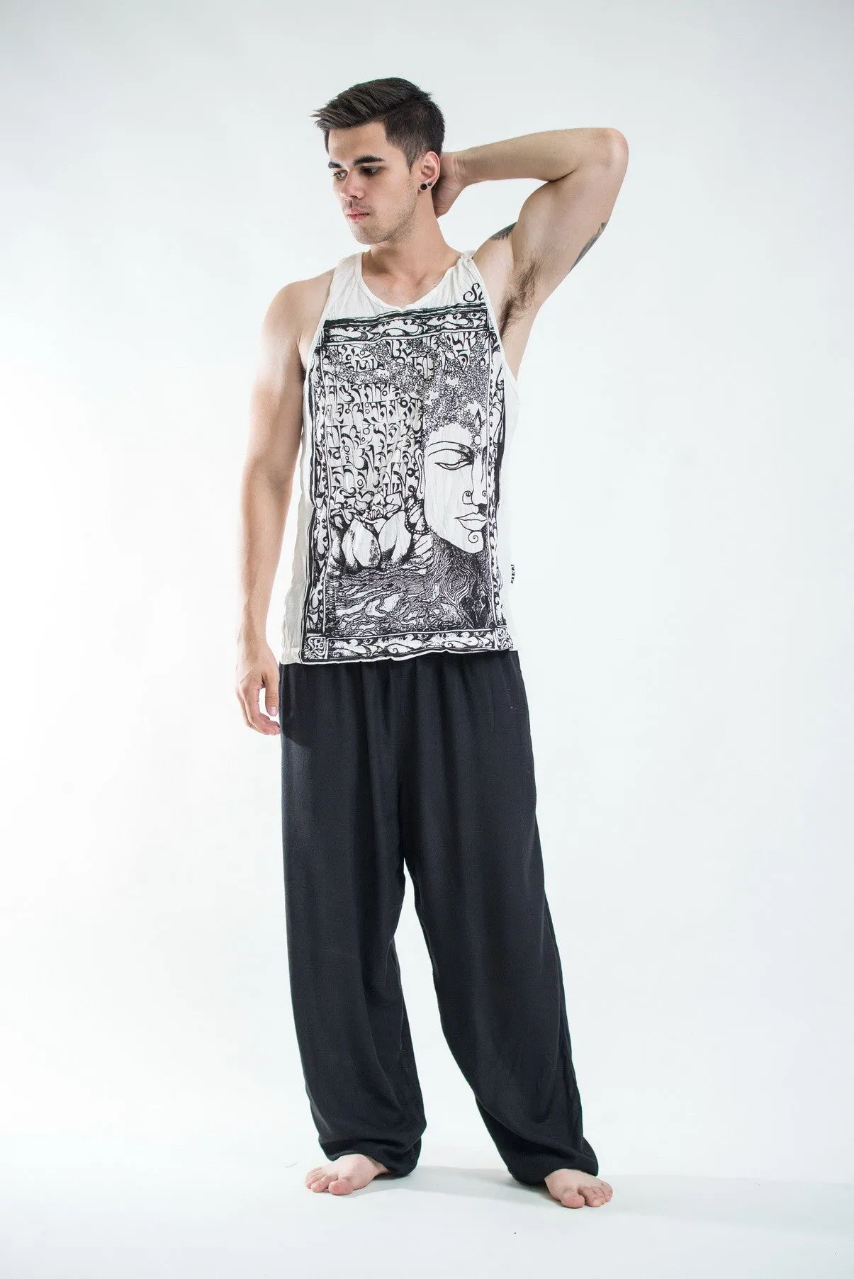 Mens Buddha Sanskrit Tank Top in White