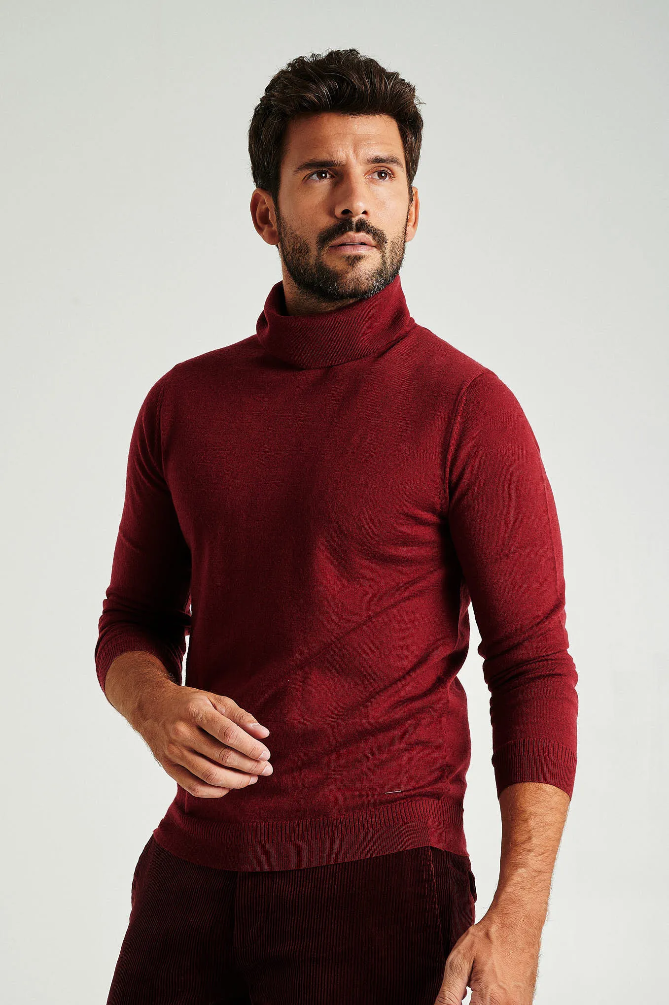 Men's extrafine merino wool turtleneck sweater