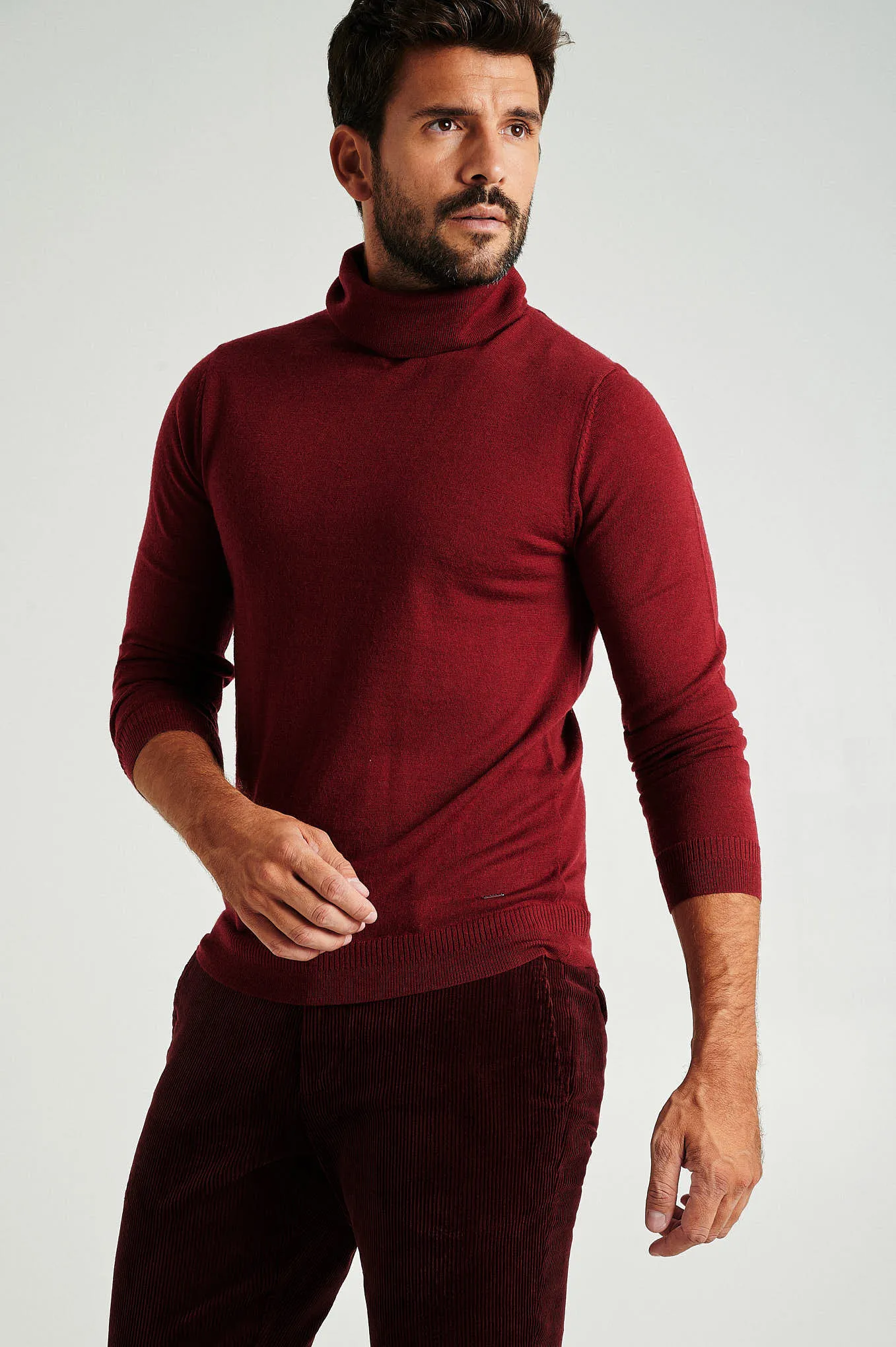 Men's extrafine merino wool turtleneck sweater