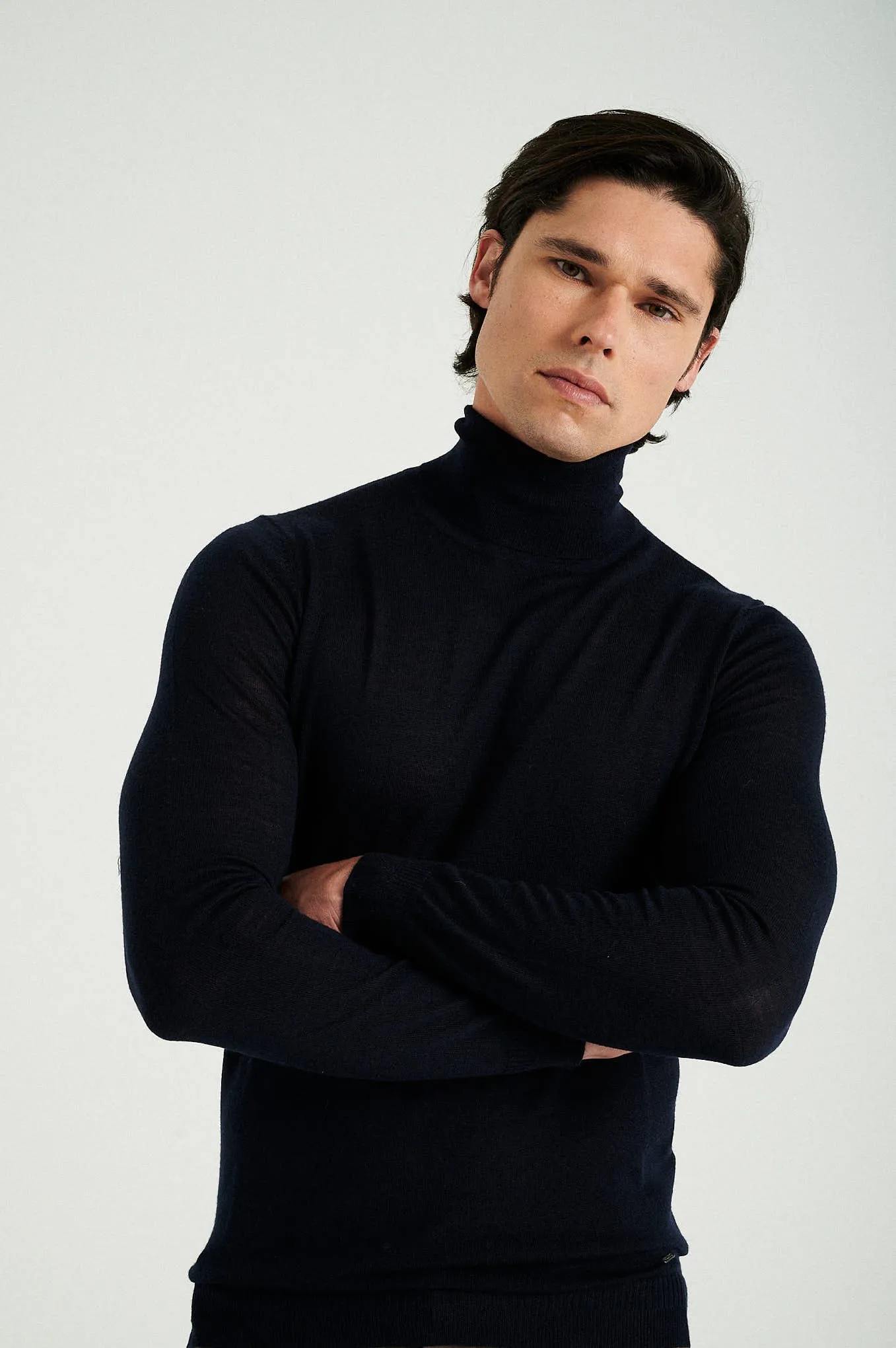 Men's extrafine merino wool turtleneck sweater