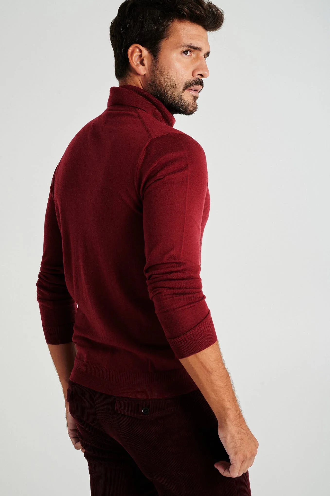 Men's extrafine merino wool turtleneck sweater