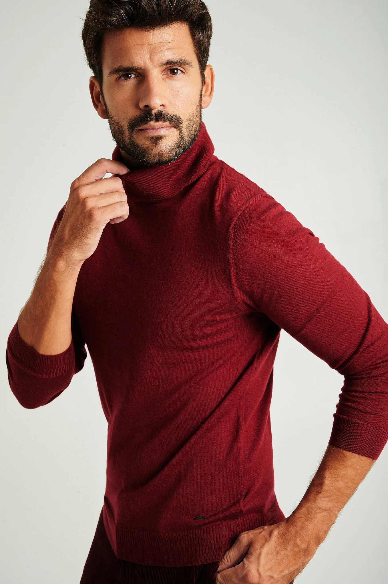 Men's extrafine merino wool turtleneck sweater