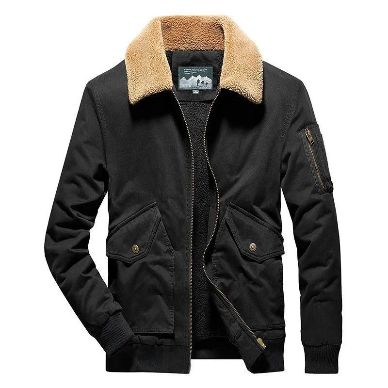 Men's Fur Collar Casual Plus Fleece Thick Coat 80396266YM