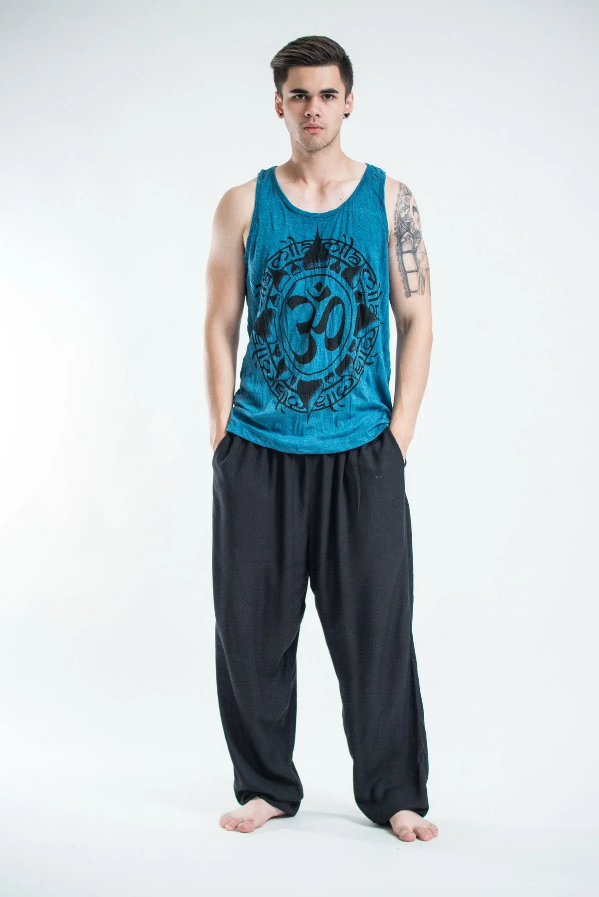 Mens Infinitee Om Tank Top in Denim Blue