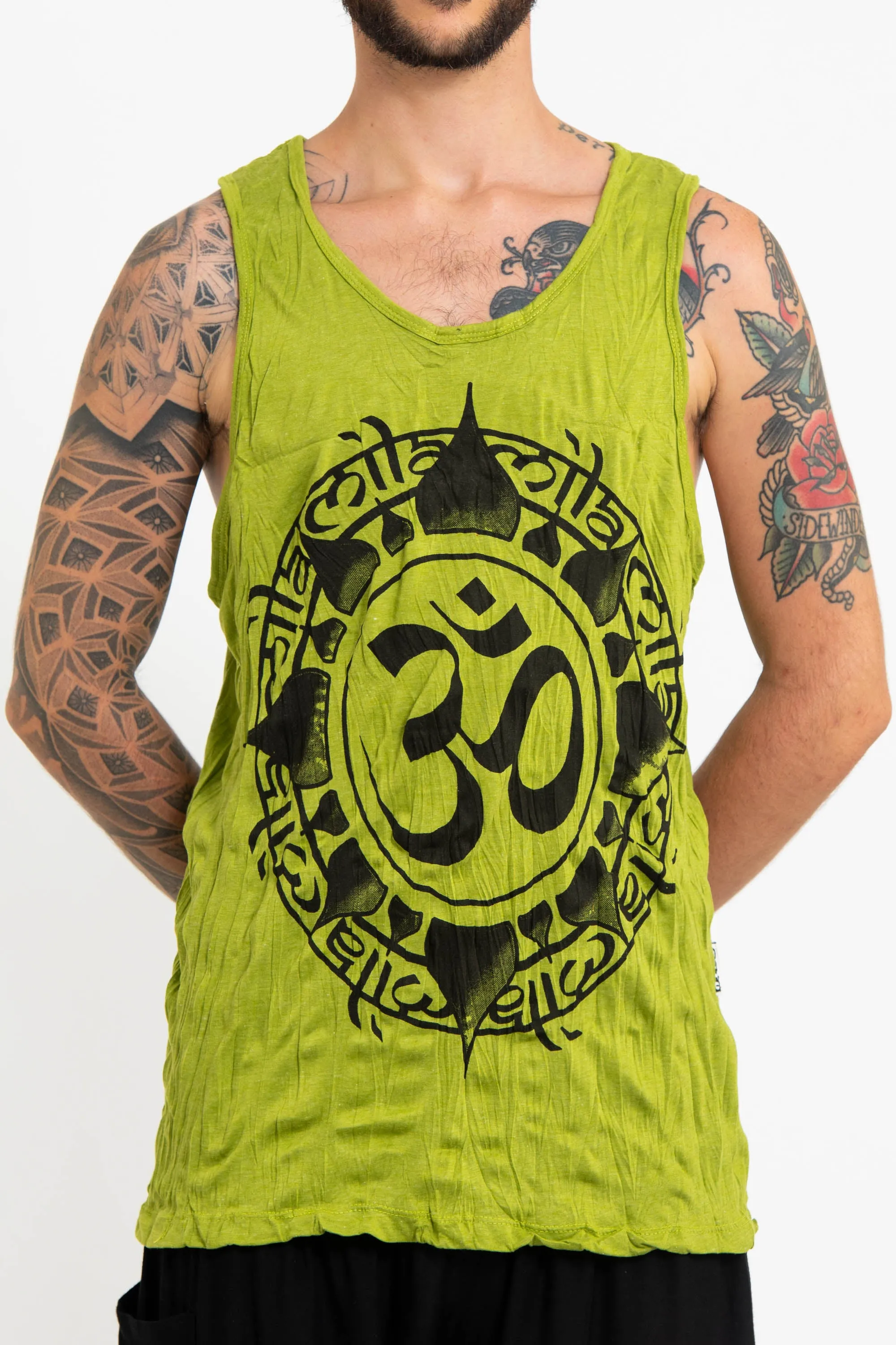 Mens Infinitee Om Tank Top in Lime