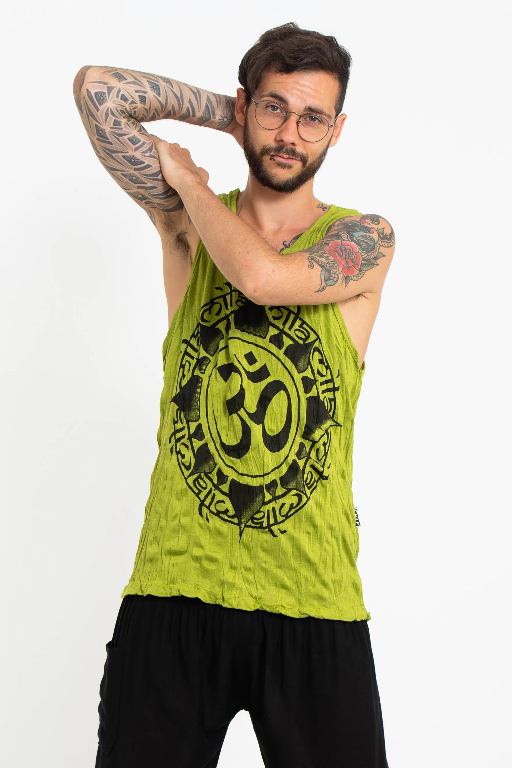 Mens Infinitee Om Tank Top in Lime