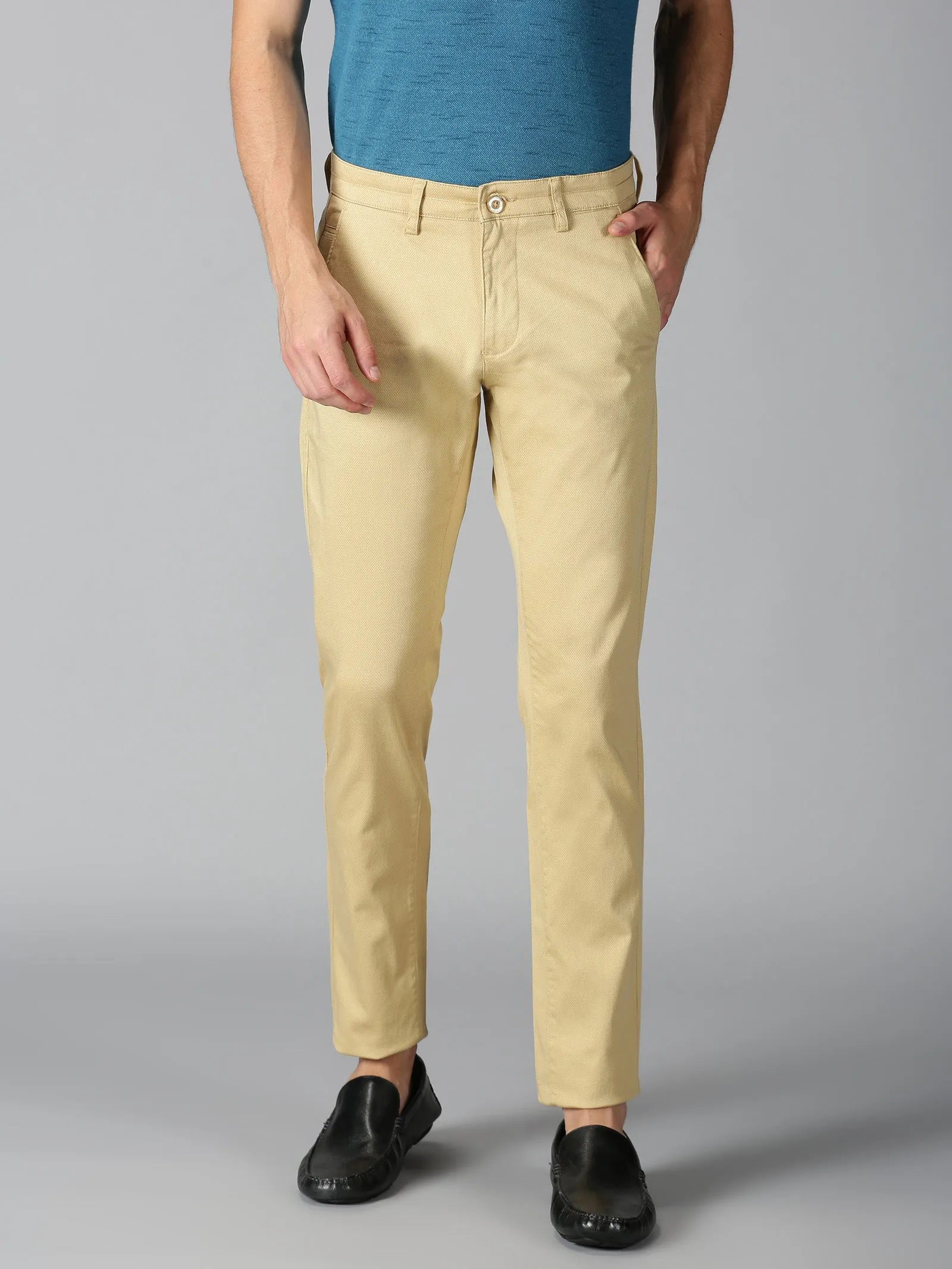 MEN'S KHAKI PRINT SLIM FIT TROUSER