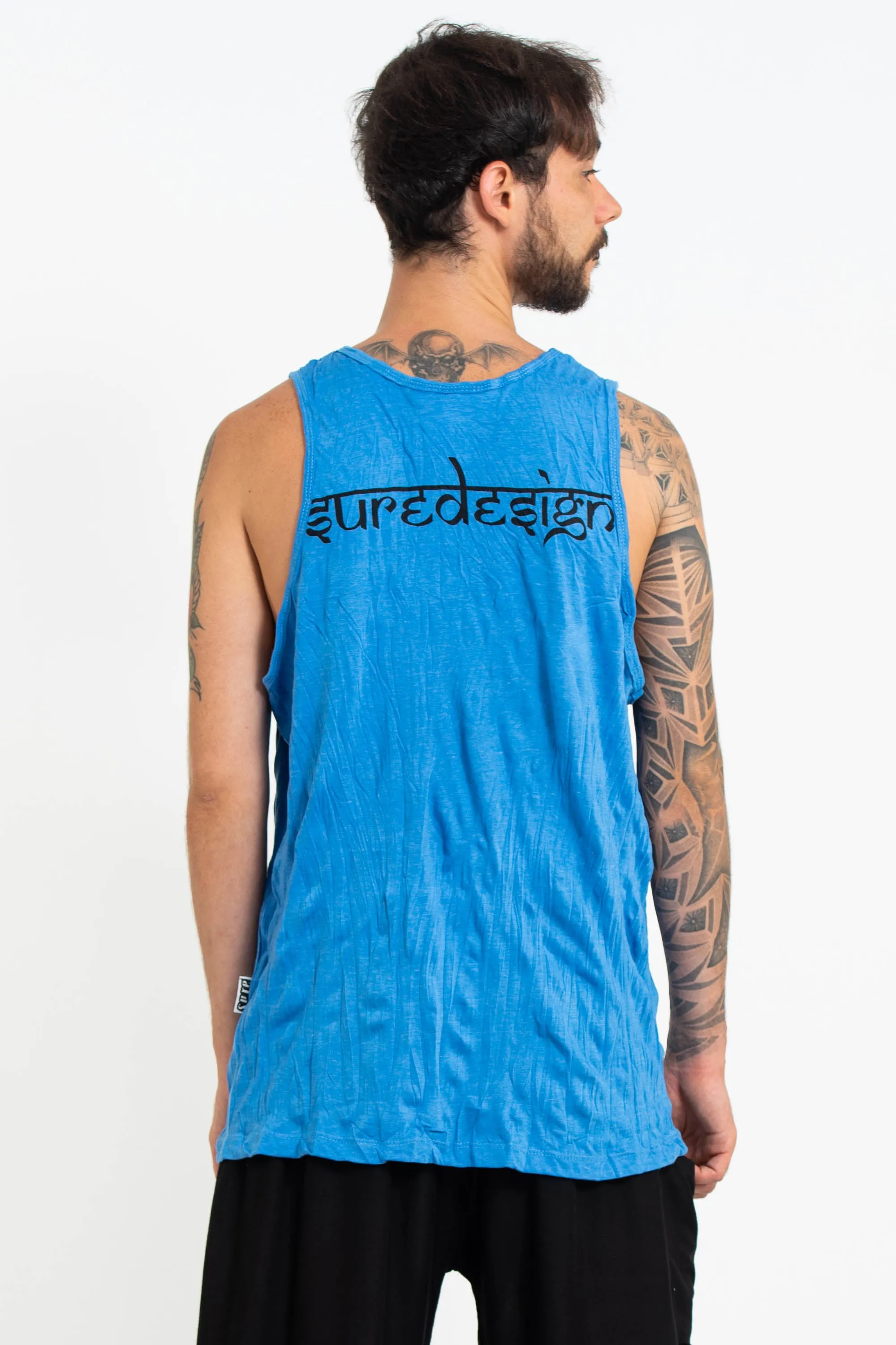 Mens Om Buddha Face Tank Top in Blue