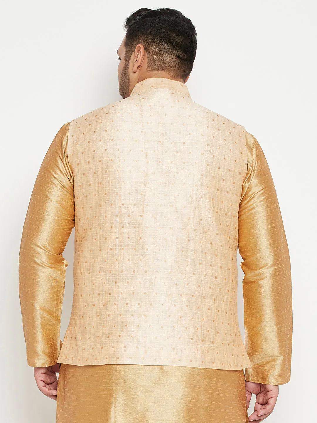 Men's Plus Gold Nehru Jacket - Vastramay