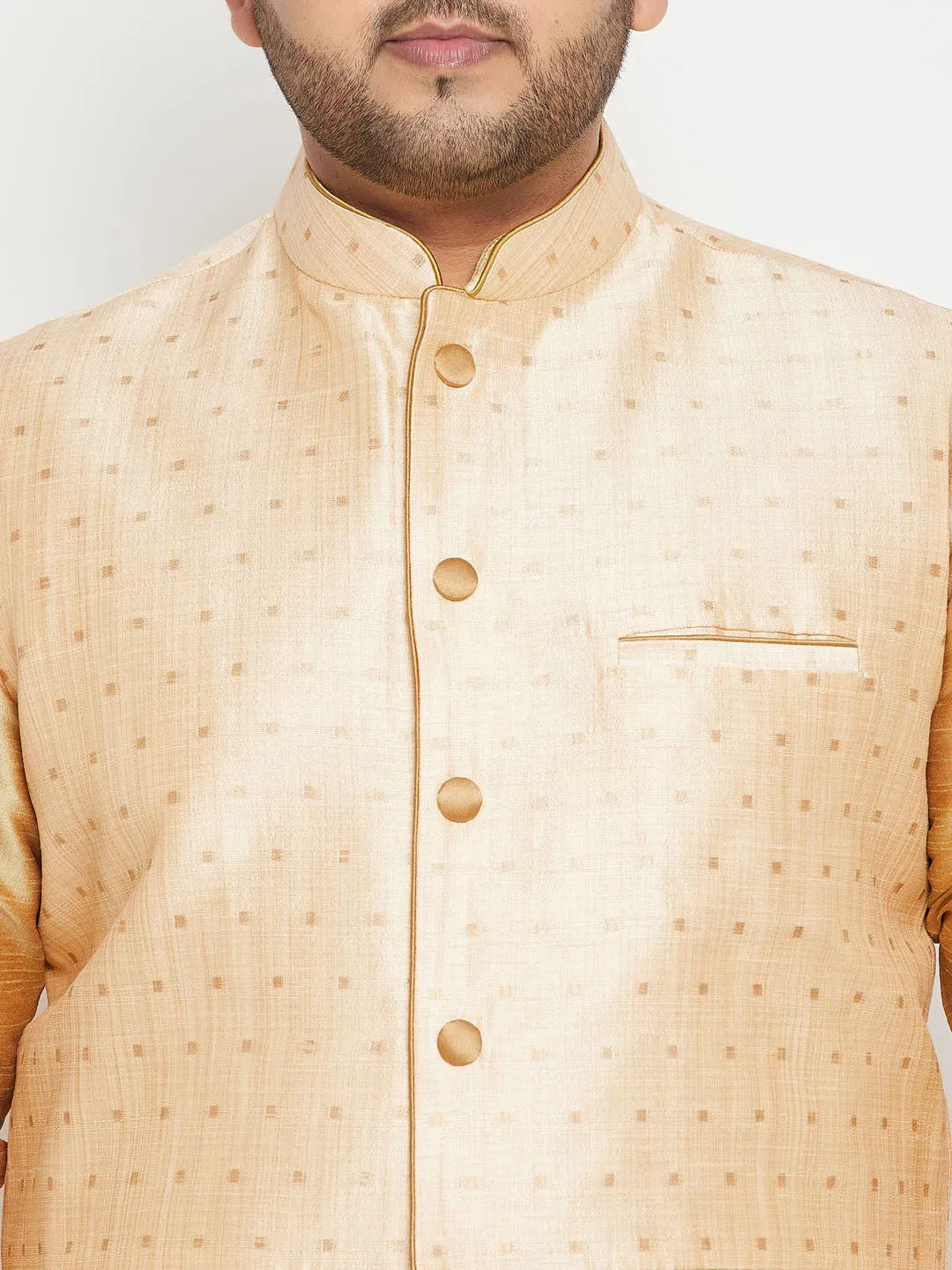 Men's Plus Gold Nehru Jacket - Vastramay