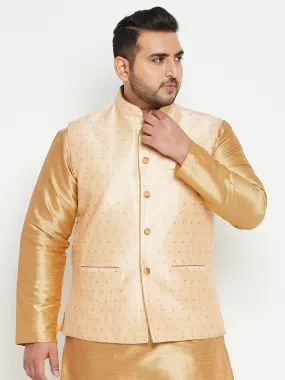 Men's Plus Gold Nehru Jacket - Vastramay