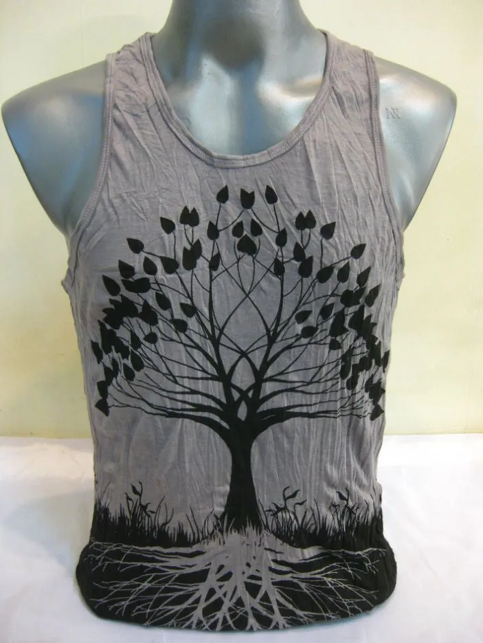 Mens Tree of Life Tank Top in Gray