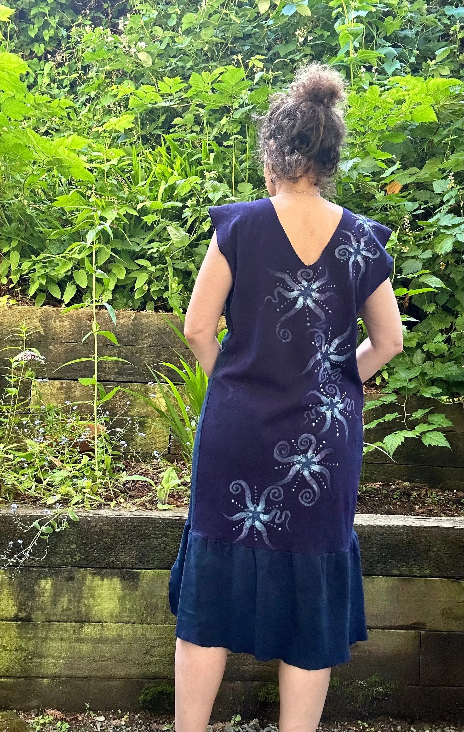 Midnight Moon Galaxy Organic Cotton Batik Dress