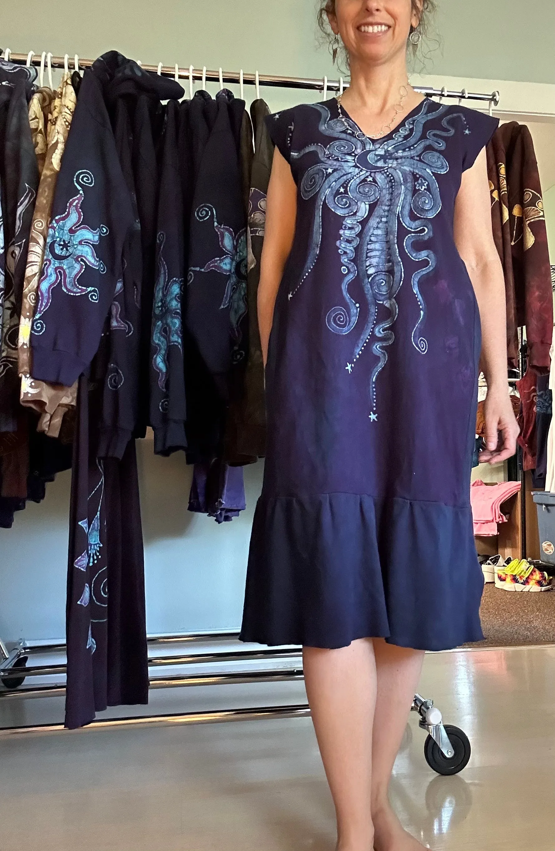 Midnight Moon Galaxy Organic Cotton Batik Dress