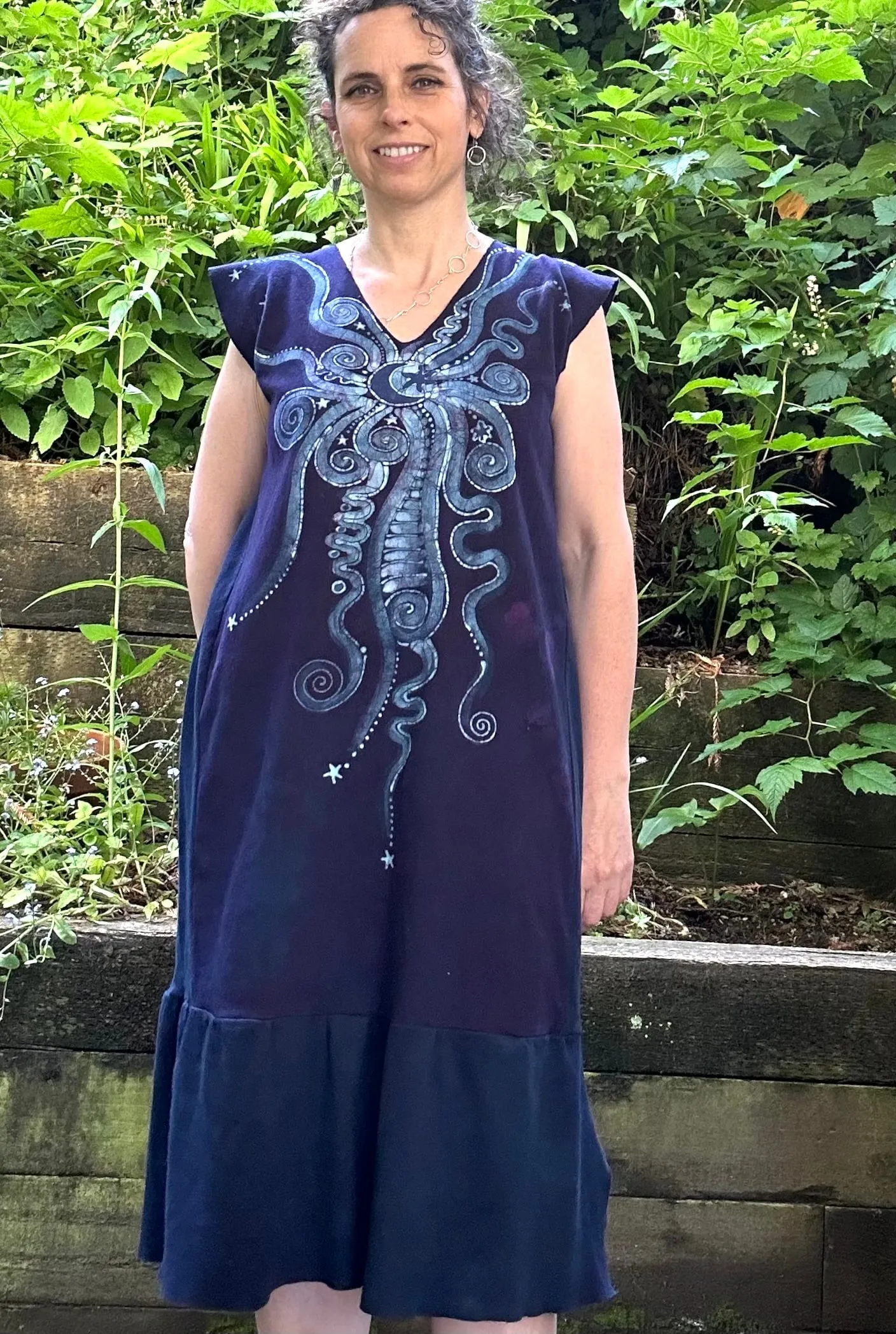 Midnight Moon Galaxy Organic Cotton Batik Dress