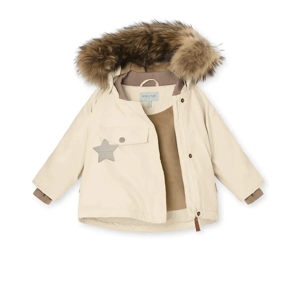 MINI A TURE Kids WANG Winter Jacket w/ Fur Hat in Angora Cream