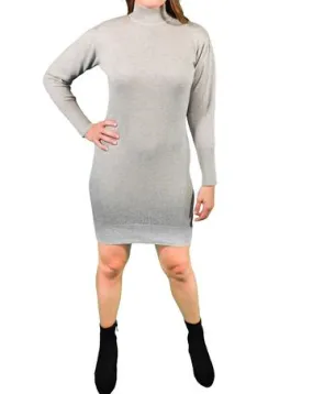 Modern Long Sleeve Sweater Dress in Grey