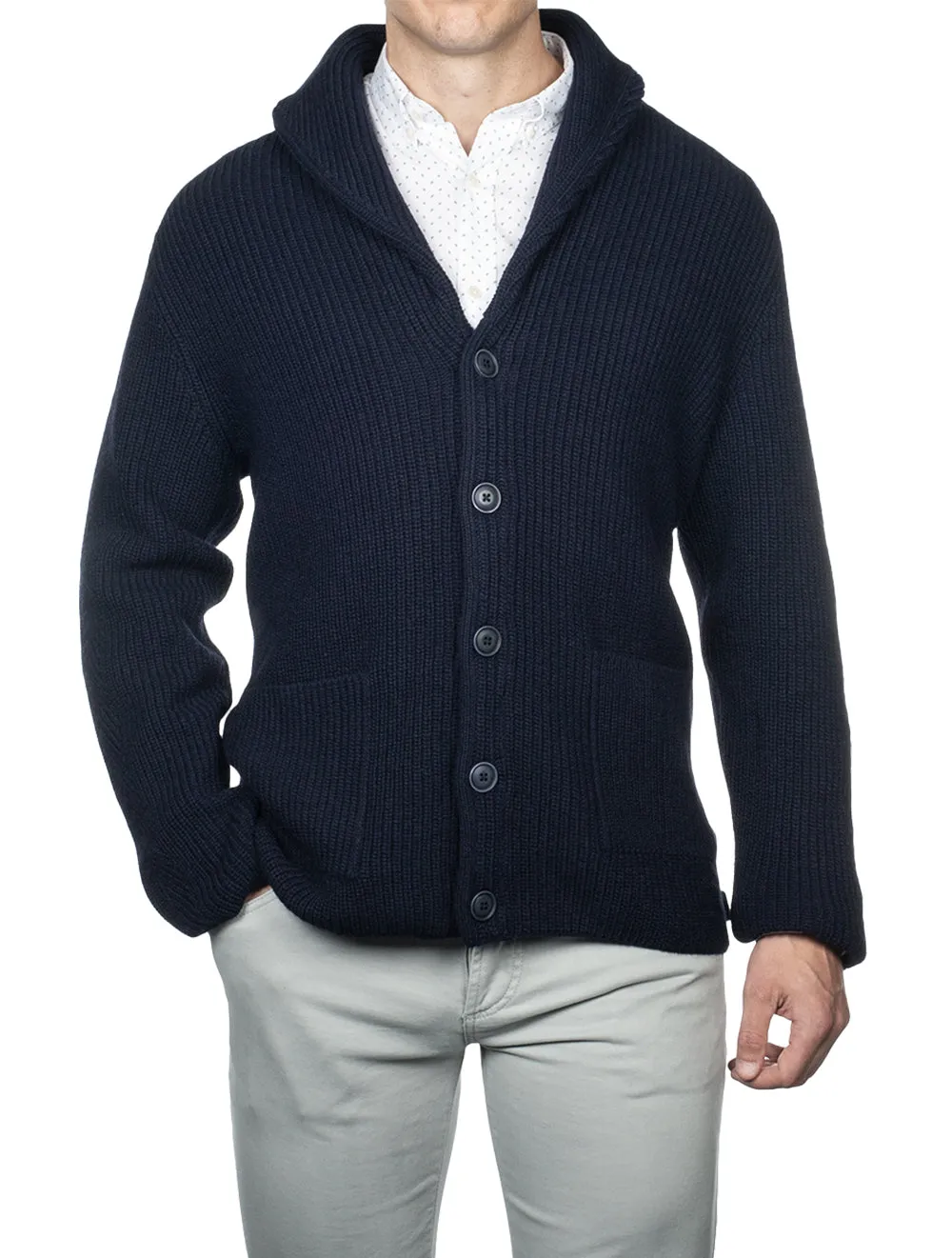 Mohair Blend Shawl Cardigan Evening Blue