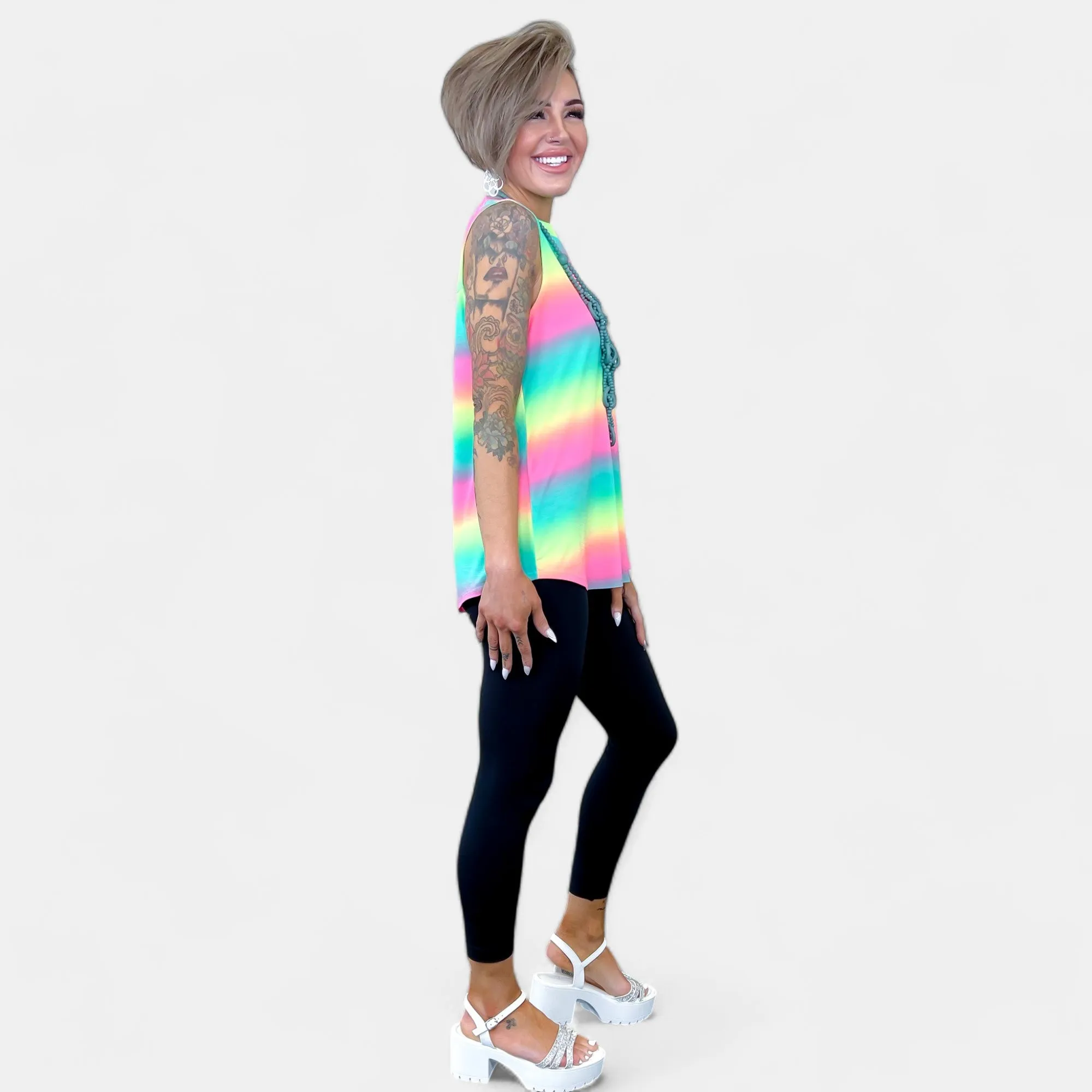 Multi Stripe Ombre Lizzy Tank Top [NO RETURNS]