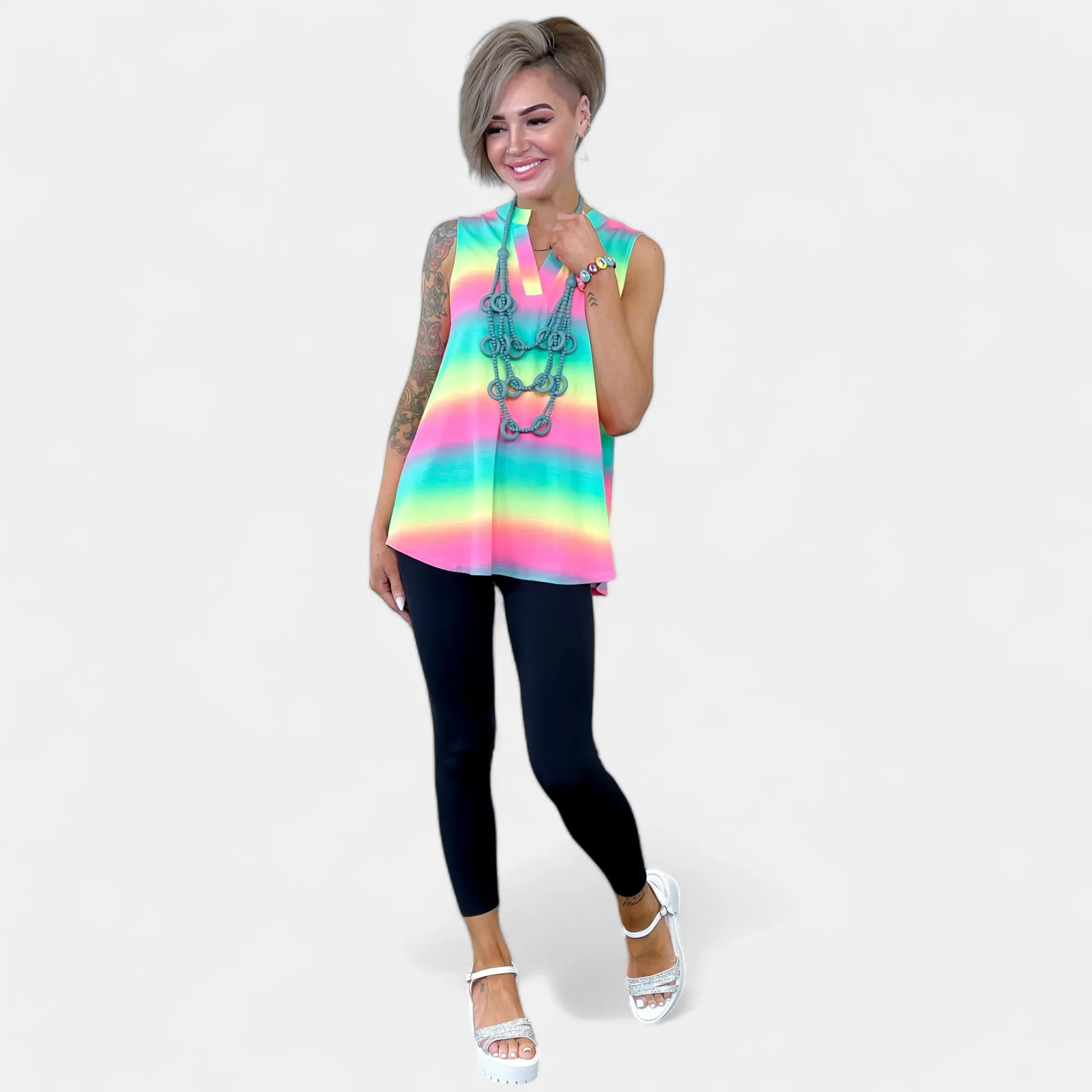 Multi Stripe Ombre Lizzy Tank Top [NO RETURNS]