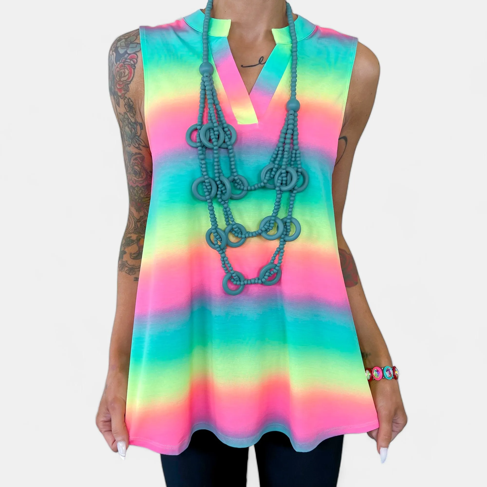 Multi Stripe Ombre Lizzy Tank Top [NO RETURNS]