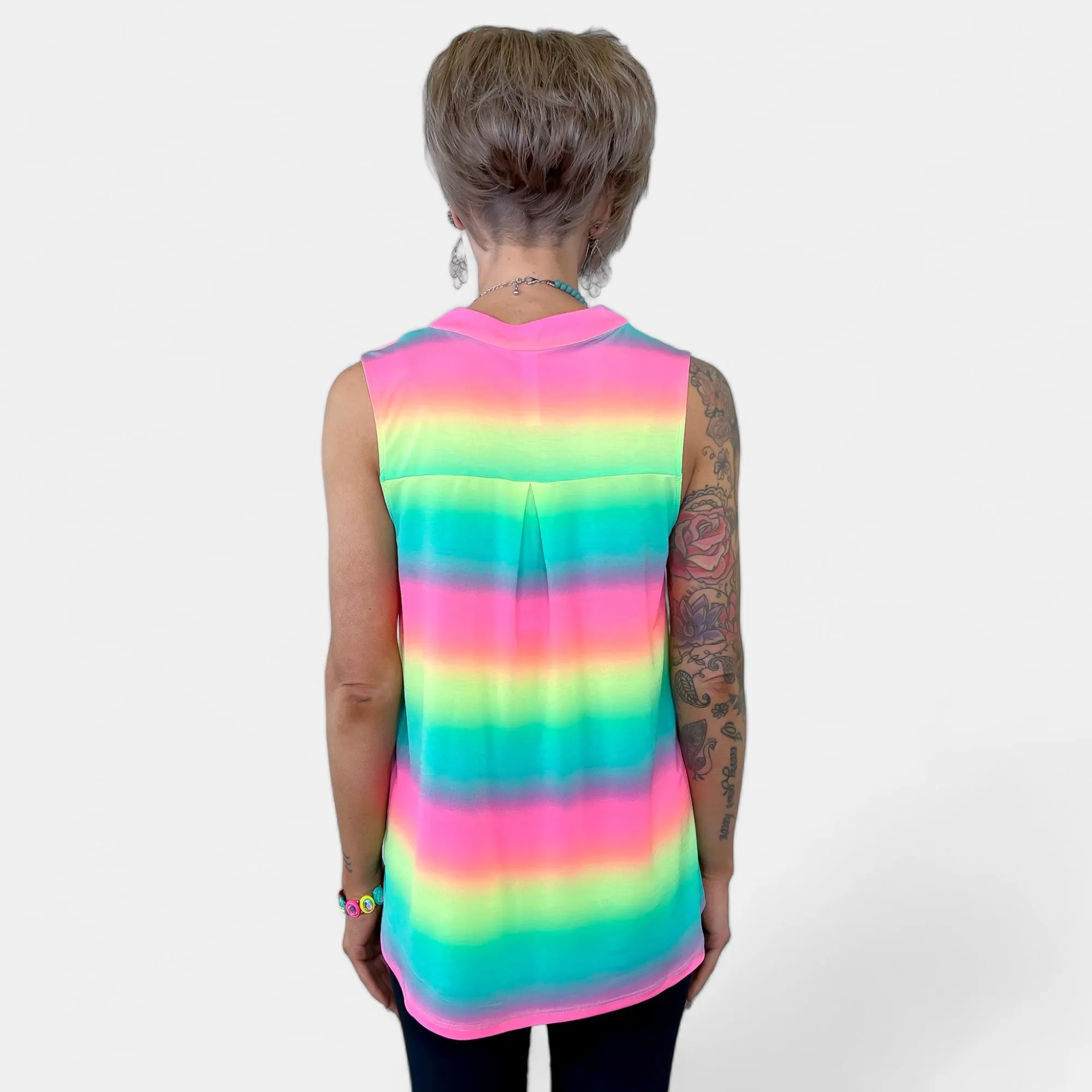 Multi Stripe Ombre Lizzy Tank Top [NO RETURNS]