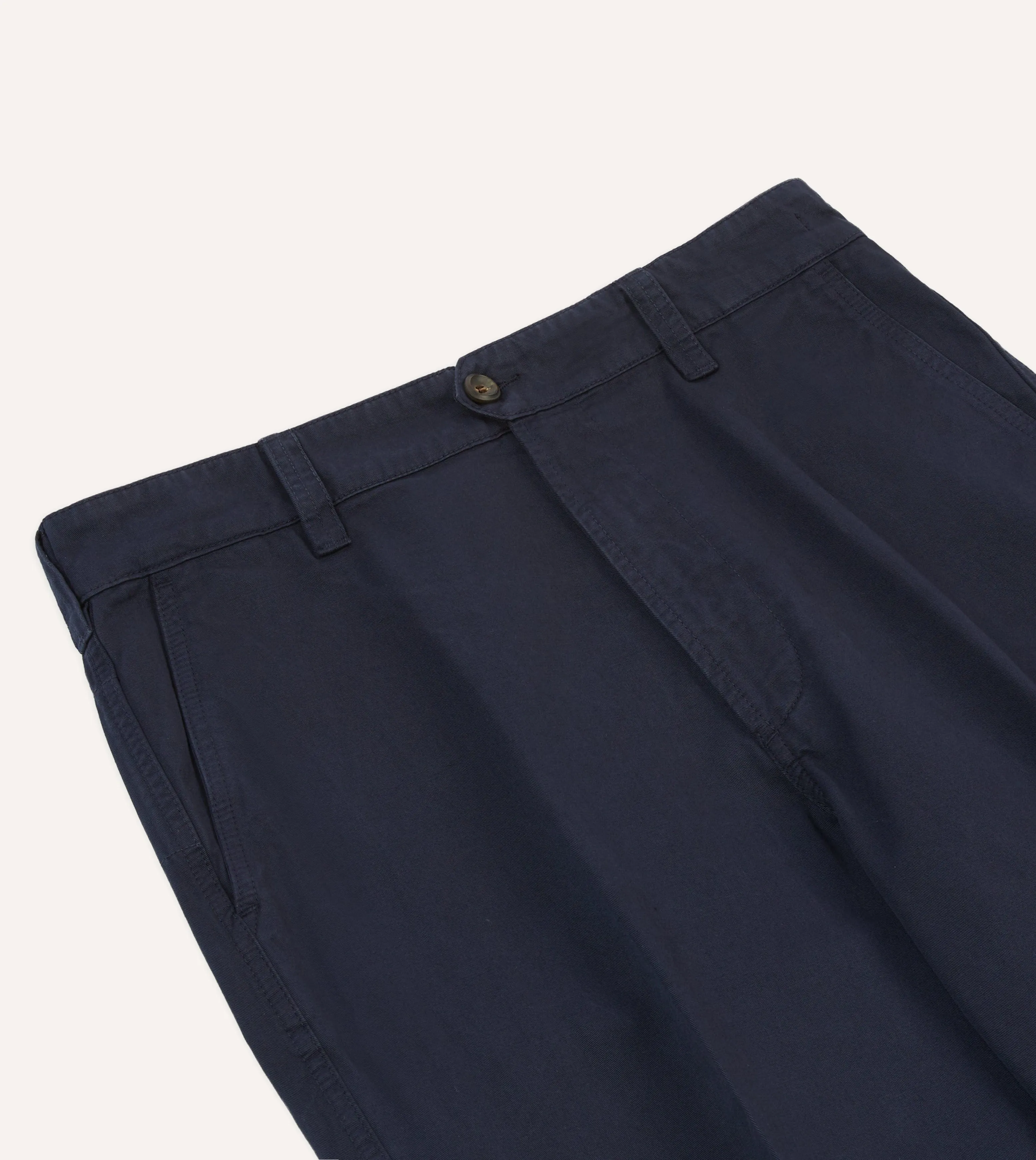 Navy Cotton Flat Front Chino