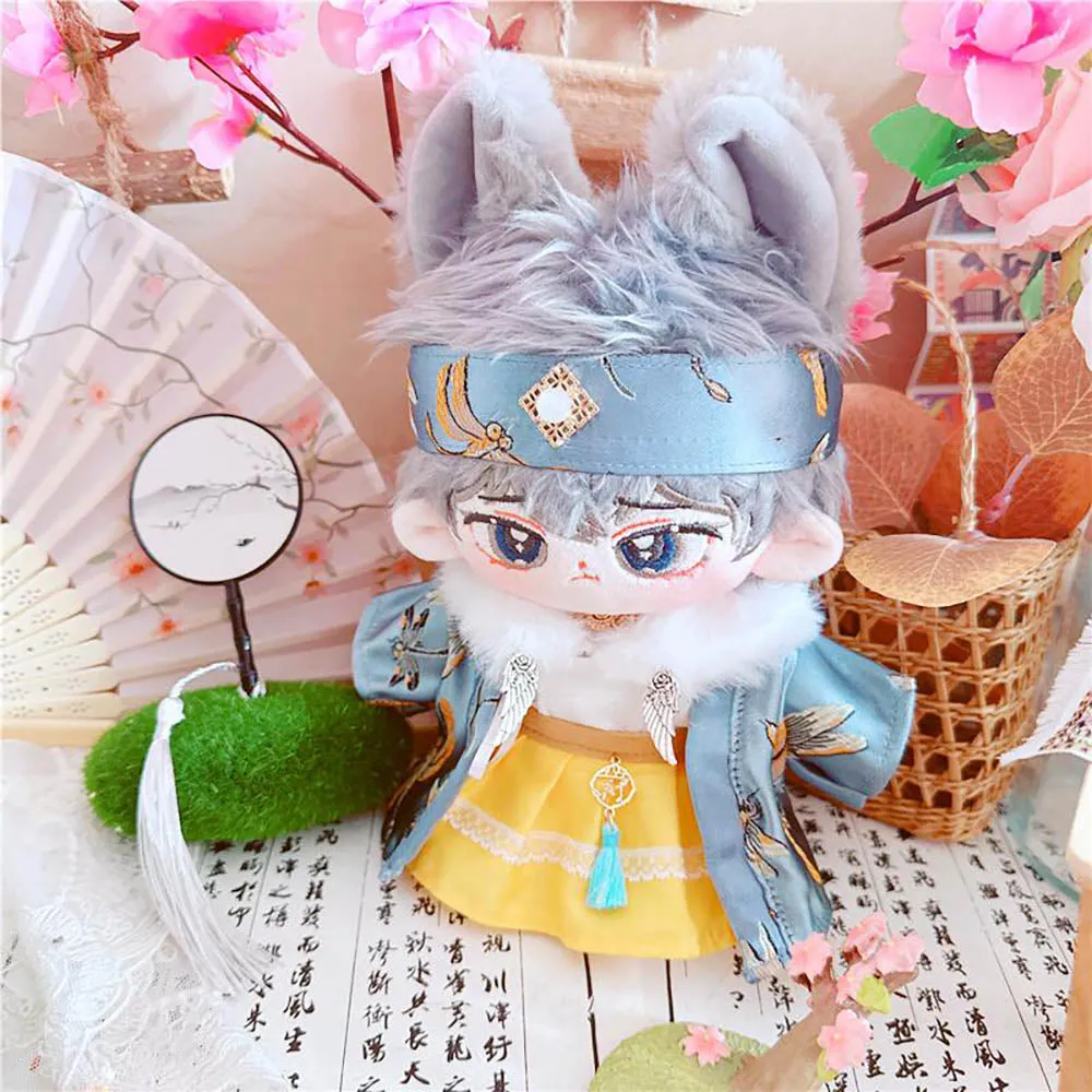 niannyyhouse 20cm Plushie Doll Clothes Ancient Costume Headwear Fur Collar Jacket Shirt Skirt 8in Doll Accessories