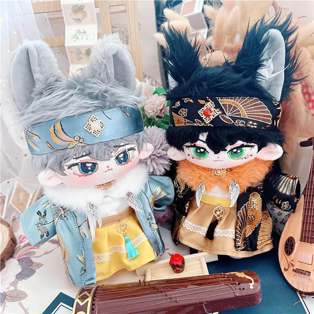 niannyyhouse 20cm Plushie Doll Clothes Ancient Costume Headwear Fur Collar Jacket Shirt Skirt 8in Doll Accessories