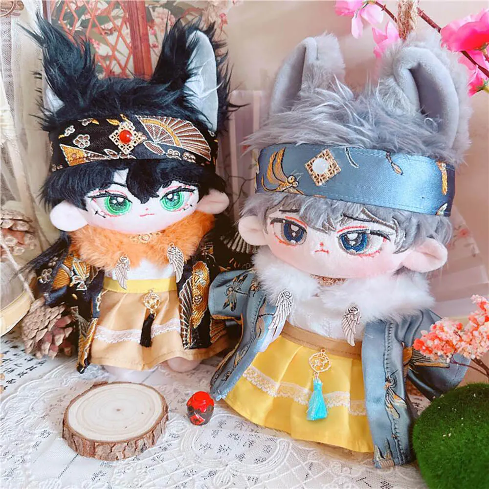 niannyyhouse 20cm Plushie Doll Clothes Ancient Costume Headwear Fur Collar Jacket Shirt Skirt 8in Doll Accessories