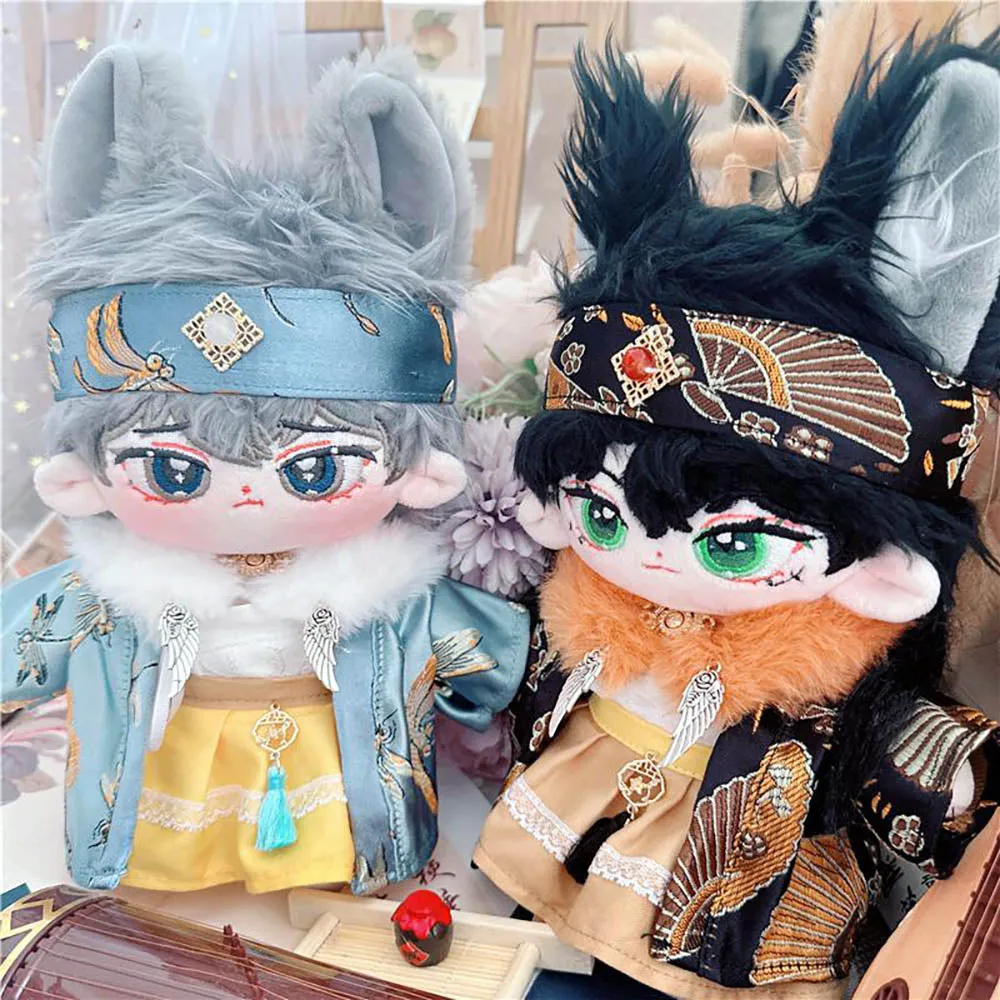 niannyyhouse 20cm Plushie Doll Clothes Ancient Costume Headwear Fur Collar Jacket Shirt Skirt 8in Doll Accessories