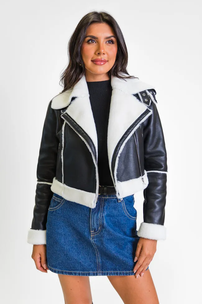 Night Rhythm Black Sherpa Trim Jacket SALE