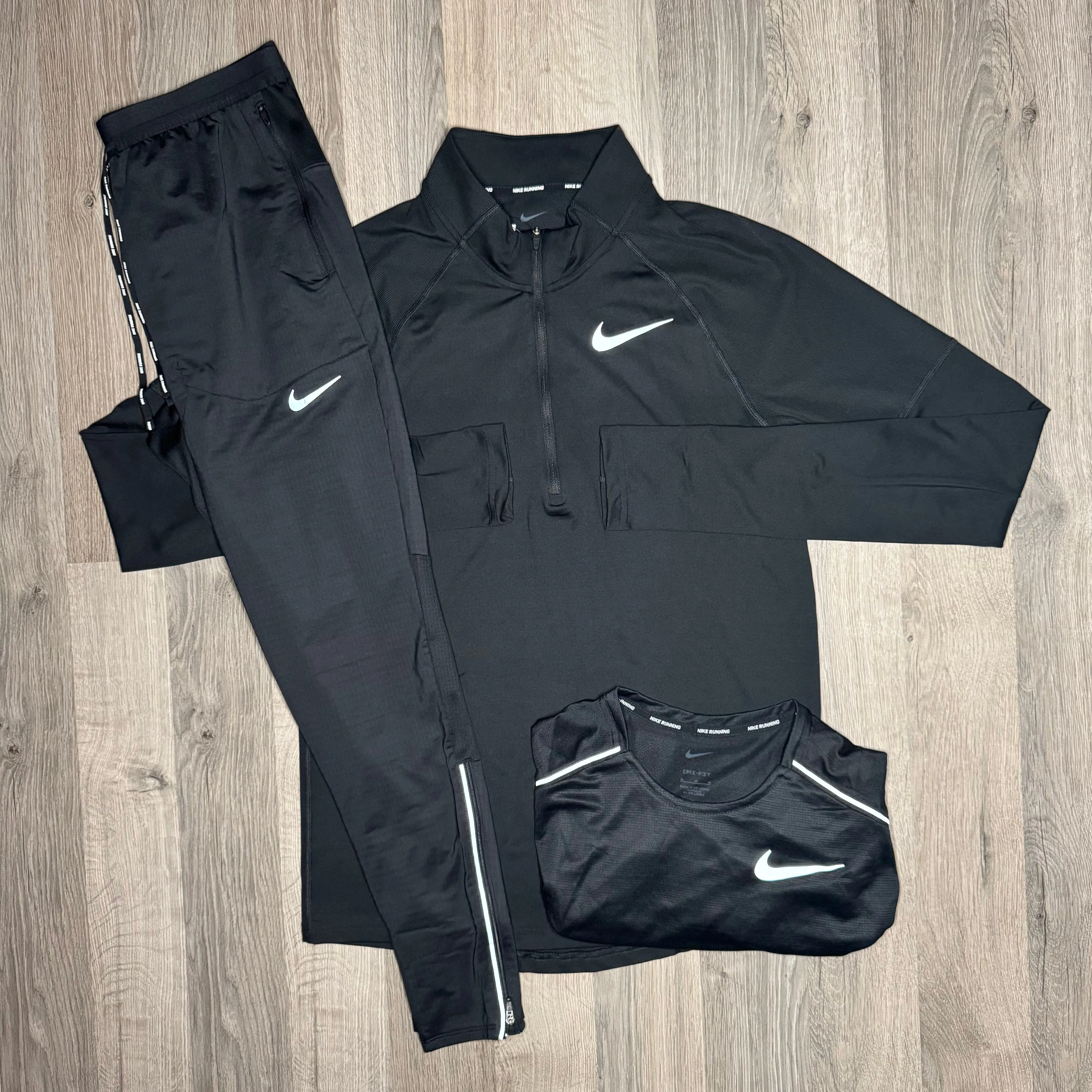 Nike Element Half-Zip   Miler Tee   Phenom - 3 Piece Set - Black