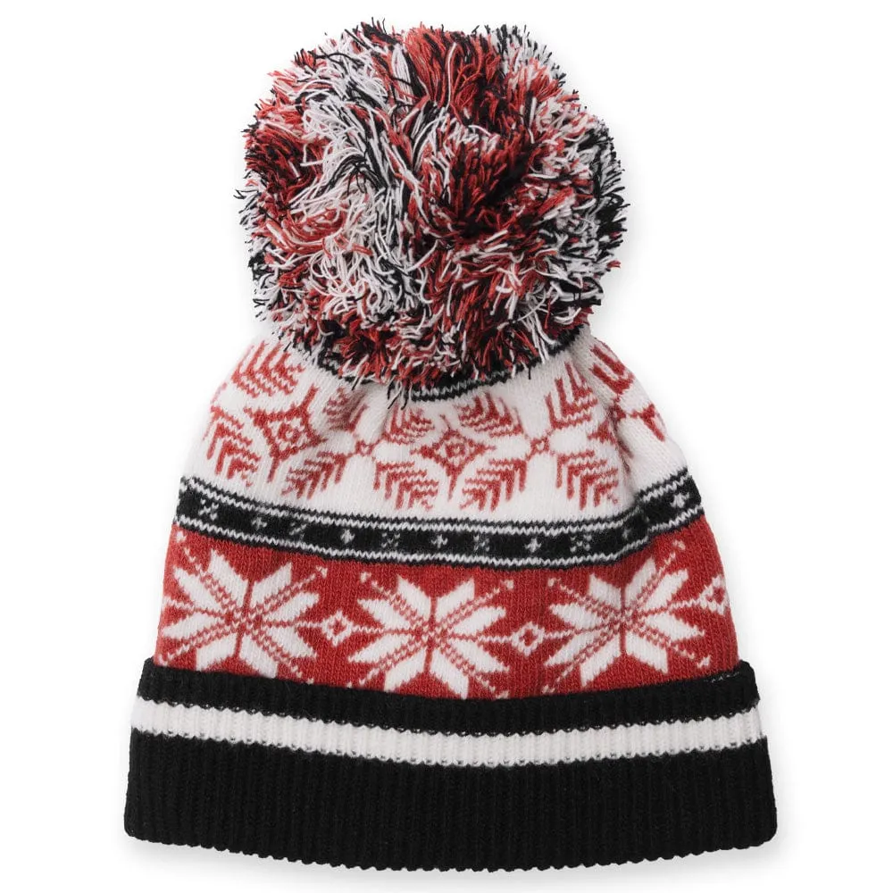 Nordic Pattern Pom Beanie