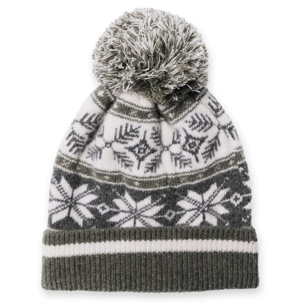 Nordic Pattern Pom Beanie